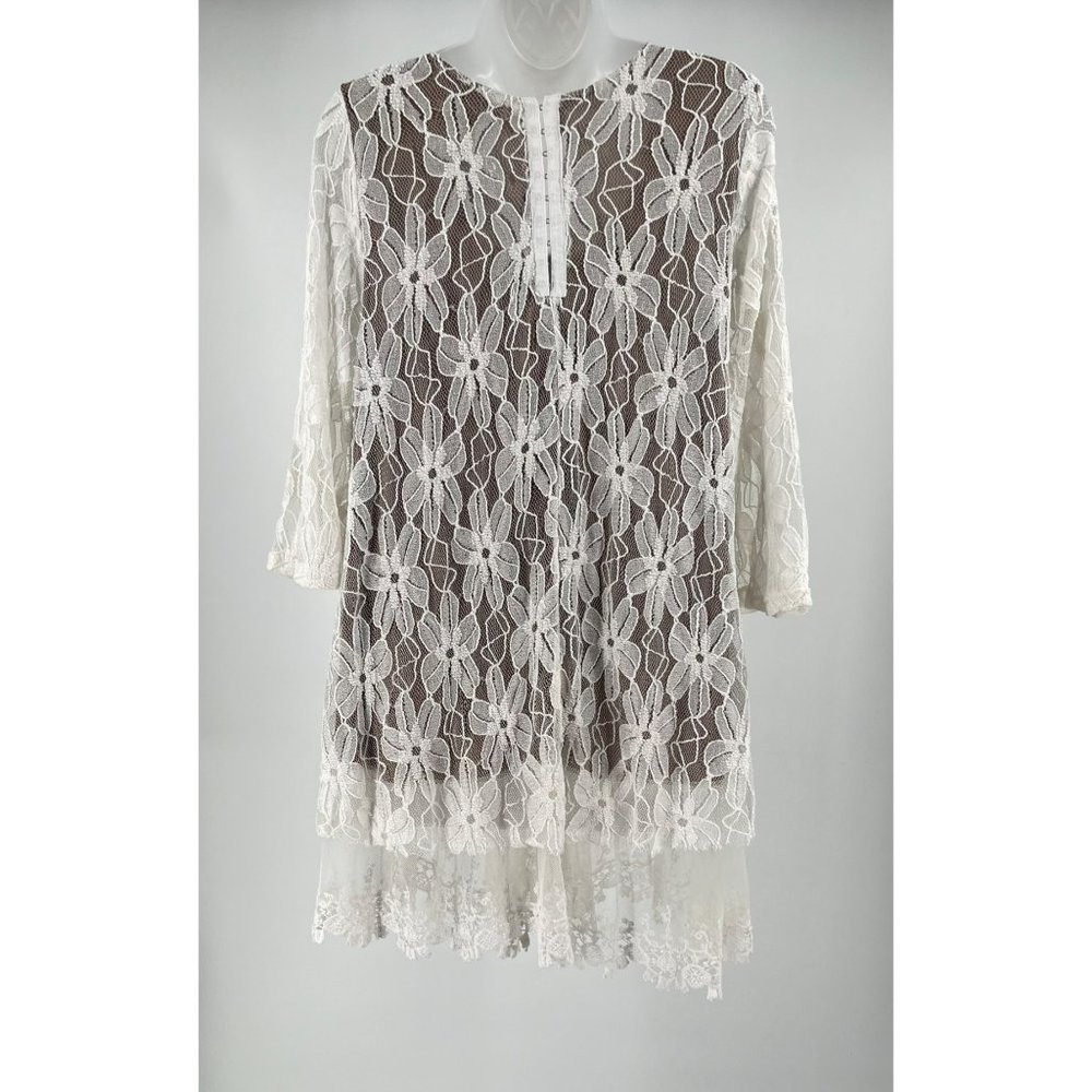 Lady Noiz White Floral Lace 3/4 Sleeve Dress Size XL NWOT - Picture 2 of 10
